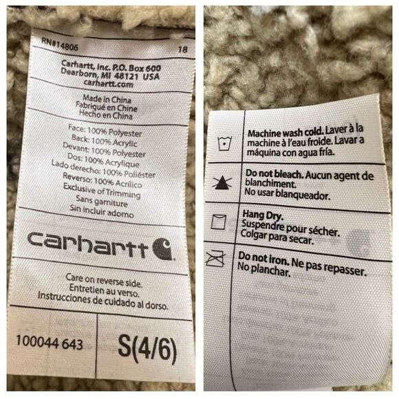 Carhartt Boulder Jacket Parka Suede Sherpa Size S - Picture 7 of 9